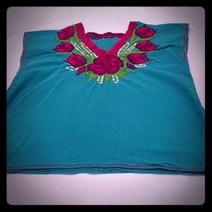Small Red and Green Mexican Women's Blouse